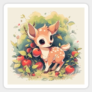 A cute fawn in an orchard Sticker